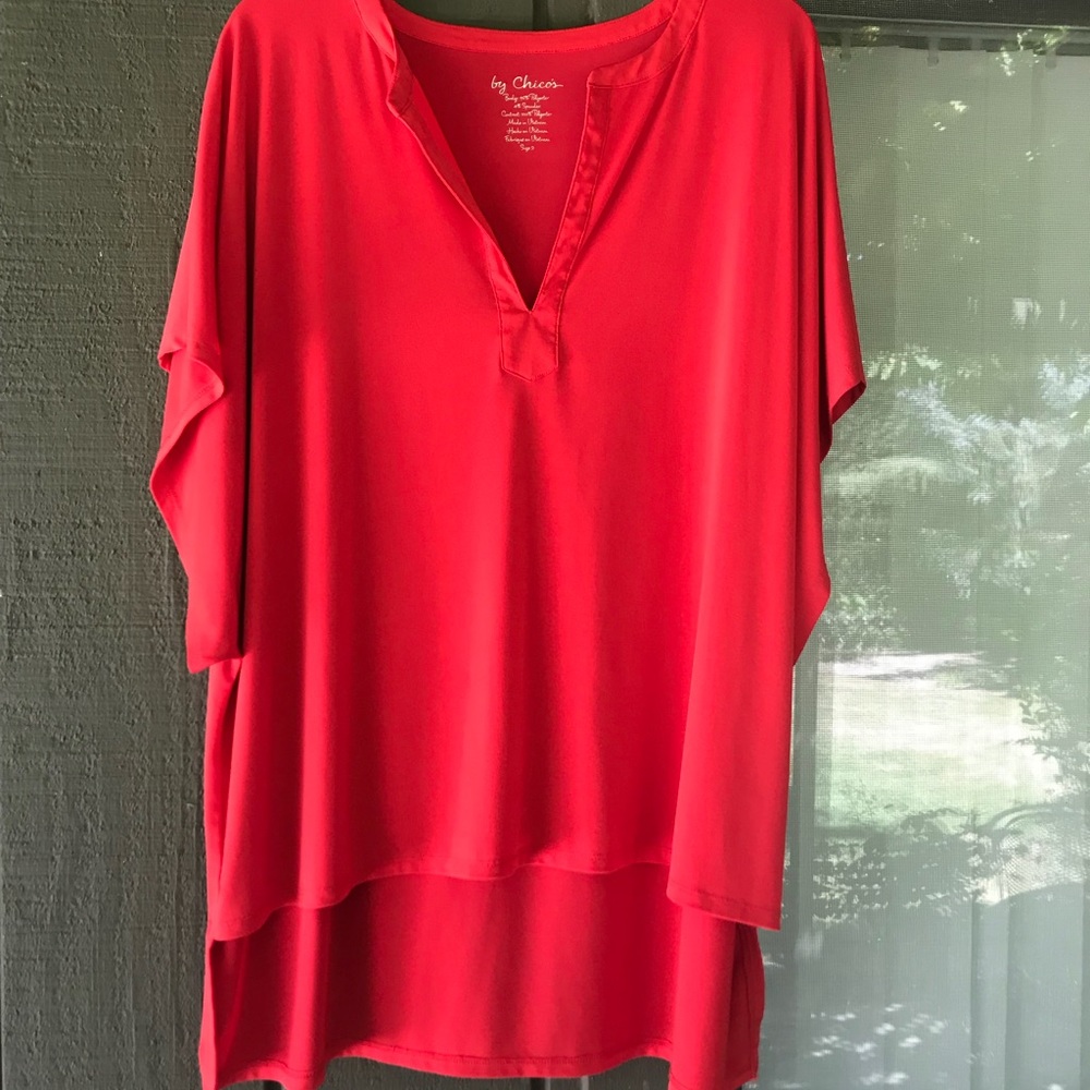 Red hi-lo Chico’s size 2 top